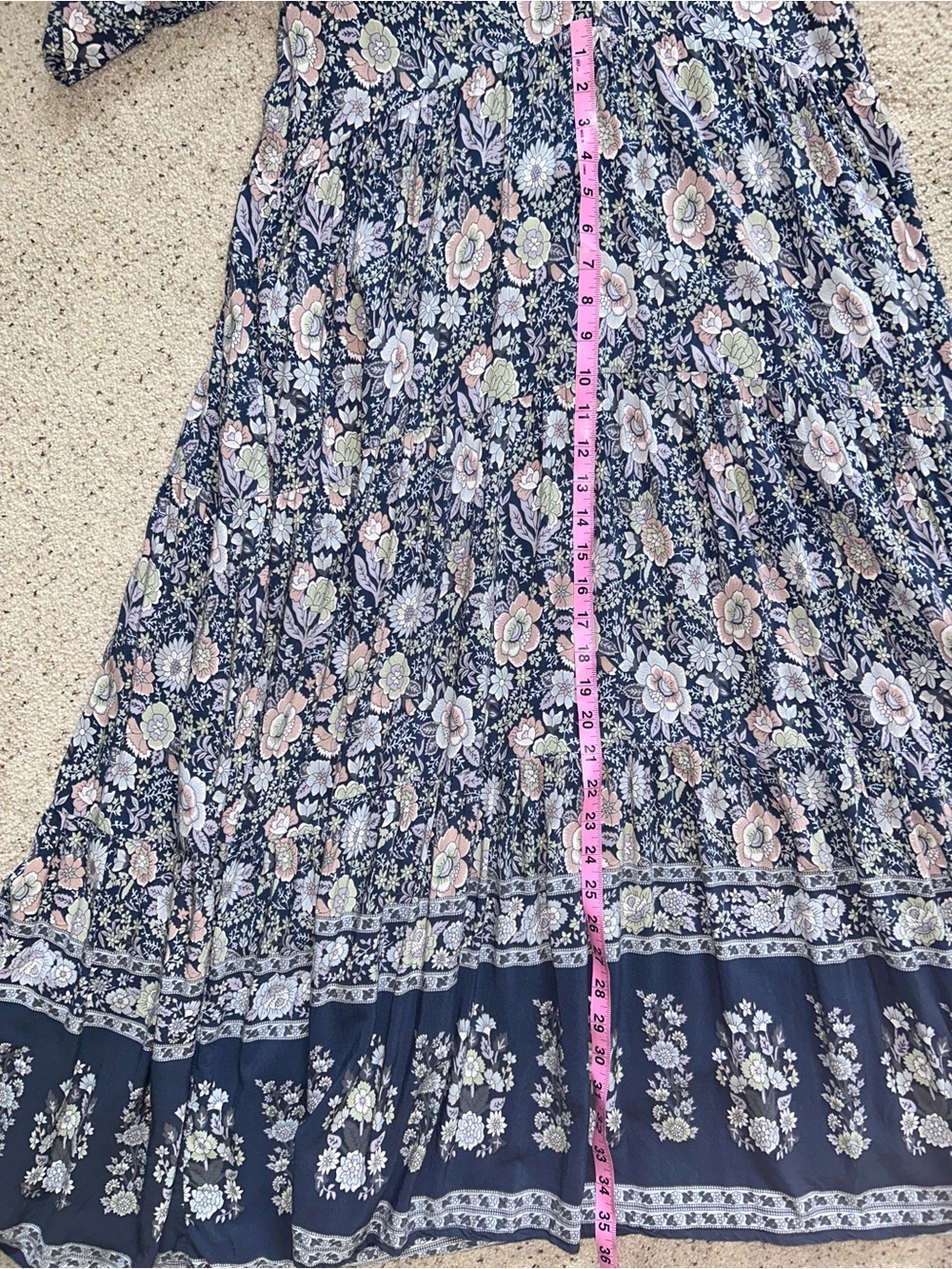 NATURAL LIFE Rebecca Midi Dress. Cottagecore, blue floral. Pockets! Medium. VGUC - Picture 10 of 11